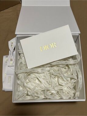 Dior White Box with Gold Logo & Branded Ribbon